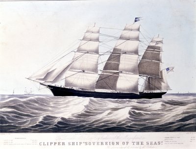 El clipper americano Sovereign of the Sea alrededor de 1852. Litografía del siglo XIX de Unknown artist