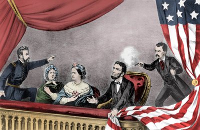 El asesinato de Abraham Lincoln por John Wilkes Booth en el Teatro Ford, Washington DC, 14 de abril de 1865 - Asesinato del presidente Abraham Lincoln (1809-1865) 14 de abril de Unknown artist