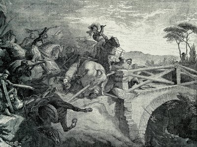La Batalla de Garigliano (Garellano) entre franceses y españoles durante la Tercera Guerra Italiana, 29 de diciembre de 1503: Gonzalo Fernández de Córdoba llamado El Gran Capitán de Unknown artist