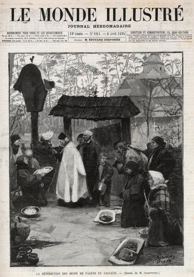 La Bendición de los Huevos de Pascua en Galicia (Pequeña Rusia) - grabado en “El Mundo Ilustrado” de 1895. de Unknown artist