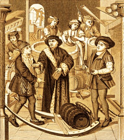 El obispo de Tournai recibiendo el diezmo de la cerveza en tournai de Unknown artist