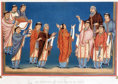 Los Canónigos de San Martín de Tours ofreciendo al Rey Carlos el Calvo una Biblia escrita en su abadía de Unknown artist