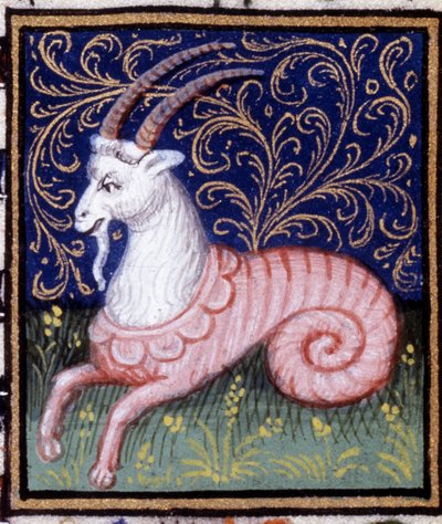 El Capricornio. Miniatura de un horóscopo. Manuscrito del siglo XV. Bibl. Trivulziana, Milán de Unknown artist