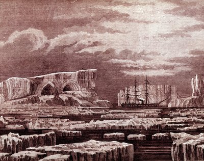 El barco Challenger en medio de los icebergs. de Unknown artist
