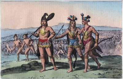 Los jefes de Florida en su camino a la guerra (Indio nativo americano) - grabado de “Usi e Costumi di Tutti i Popoli dell