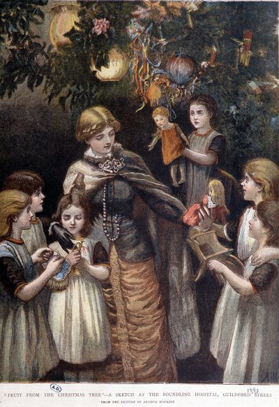 El árbol de Navidad de los niños pobres, Londres, finales del siglo XIX de Unknown artist