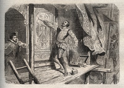 La muerte de Jean Goujon (1510-1562 o 1569), según una leyenda en 1572, durante la masacre de San Bartolomé - grabado en 