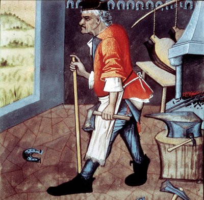 El herrero Detalle de una miniatura del siglo XV de Unknown artist