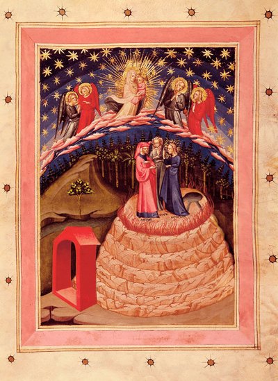 La Divina Comedia de Dante Alighieri (1265-1321): representación de la Gloria, de un manuscrito del siglo XIV (miniatura) de Unknown artist