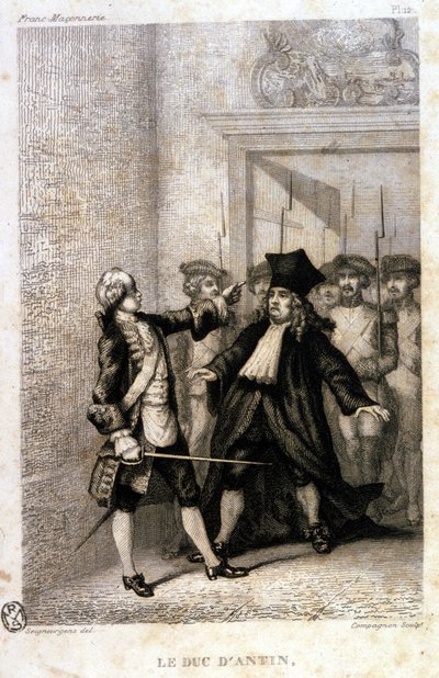 El Duque de Antin (Louis Antoine de Pardaillan de Gondrin, Marqués, luego Duque de Antin) (1665 a 1736) en la Gran Logia Masónica Provincial de Unknown artist