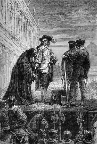 La Ejecución del Rey Carlos I - Ejecución del Rey Carlos I Stuart de Inglaterra (1600-1649) en Whitehall - El rey entrega su collar al obispo diciendo “Recuerda” - grabado en “La Historia de Inglaterra, desde los tiempos más remotos” de Unknown artist