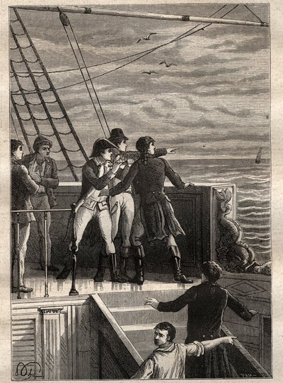 La expedición a las tierras del sur (1800-1803) por Nicolas Baudin (1754-1803): marineros frente a Nueva Holanda (Australia) informan de un velo en el horizonte - ilustración tomada de “Los Grandes Marineros del siglo XVIII” de Unknown artist