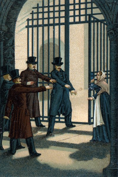 Los Cuatro Sargentos (Bories, Pomier, Raoulx y Goudin) de La Rochelle acusados bajo la Restauración de querer derrocar la monarquía y guillotinados en 1822. Su crimen es pertenecer a la Carbonería. de Unknown artist