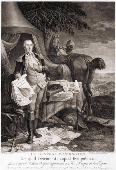 El General Washington (1732 - 1799), grabado después de la pintura original perteneciente al Marqués de la Fayette. de Unknown artist