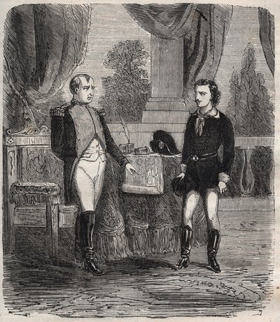 El interrogatorio de Friedrich Stabs después de su intento fallido de asesinar a Napoleón I - Friedrich (Frederic) Staps interrogado por Napoleón, un joven alemán que intentó asesinar a Napoleón el 12 de octubre de Unknown artist