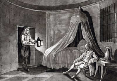 La máscara de hierro en su prisión en la isla de Sainte-Marguerite de Unknown artist
