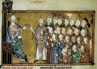 El Rey de Francia Luis X el Obstinado (1289-1316) entregó la Carta a los Normandos el 19/03/1315, concibiendo mayor independencia y menos impuestos al Ducado de Normandía. Miniatura de un manuscrito del siglo XIV de Unknown artist