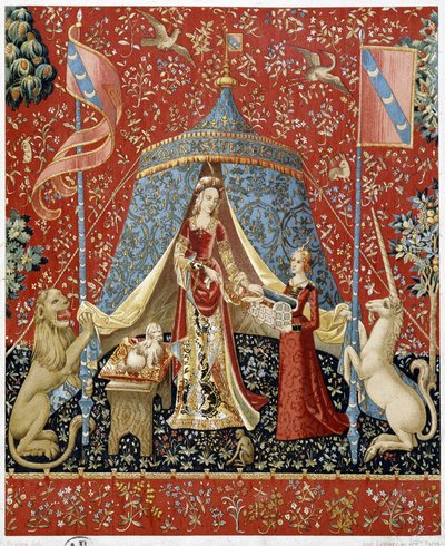 La dama con el unicornio. Reproducción de un tapiz que data de 1500 - facsímil de Unknown artist