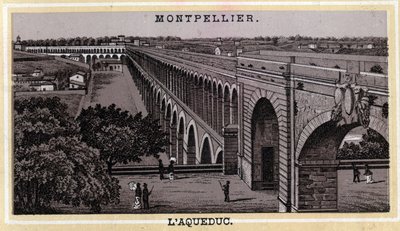 El Acueducto de Montpellier (Hérault, región de Languedoc-Rosellón). Cromolitografía de finales del siglo XIX de Unknown artist