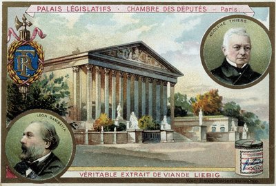 La Asamblea Nacional y Retratos de Gambetta y Thiers - cromo. Liebig, principios del siglo XX de Unknown artist