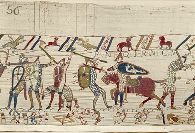 Los normandos luchan y matan a los que estaban con el rey Harold, Tapiz de Bayeux de Unknown artist