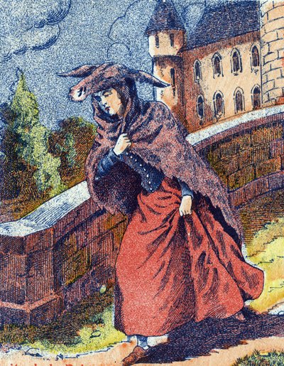 La huida de la princesa. Ilustración anónima para el cuento “Piel de Asno” de Charles Perrault (1628-1703), escritor francés. Imágenes de Marcel Vagne, Jarville Nancy, sin fecha (finales del siglo XIX) de Unknown artist