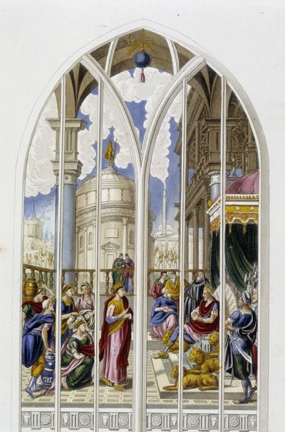 La Reina de Saba ante el Rey Salomón - de una vidriera de Unknown artist