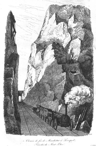 El ferrocarril de Liverpool a Manchester: La Trinchera del Monte de los Olivos de Unknown artist