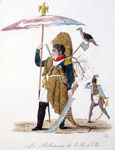 El Robinson de la Isla de Elba - en "Napoleón 1º, caricaturas, colección ficticia", c. 1814 de Unknown artist