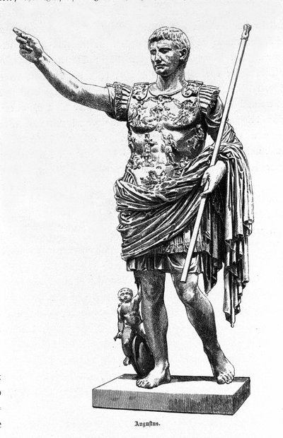 El emperador romano Augusto (Octavio) (63 a.C. - 14). Grabado del siglo XIX. de Unknown artist