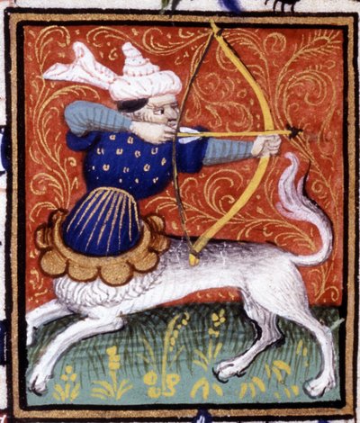 El Sagitario. Miniatura de un horóscopo. Manuscrito del siglo XV. Bibl. Trivulziana, Milán de Unknown artist