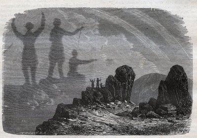 El Espectro de Brocken en las Montañas Harz - espectro de Brocken - grabado de 1877 de Unknown artist