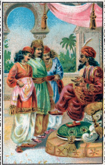 El sultán y sus hijos. Historia del príncipe Ahmed y el hada Paris-Banou. Cuento de las 1001 noches. Cromolitografía de finales del siglo XIX. de Unknown artist