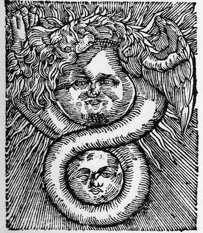El Sol y la Luna: unidos por el Dragón - Grabado de la obra de Basil Valentine 