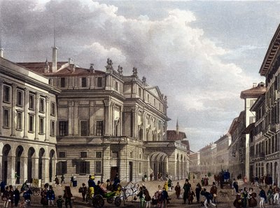 El Teatro alla Scala en Milán a principios del siglo XIX. Grabado de la época. Museo della Scala de Milán de Unknown artist