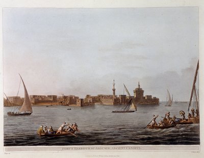 Las murallas y el puerto de Aboukir - en "Vistas en Egipto, Palestina y otras partes del Imperio Otomano" de Unknown artist