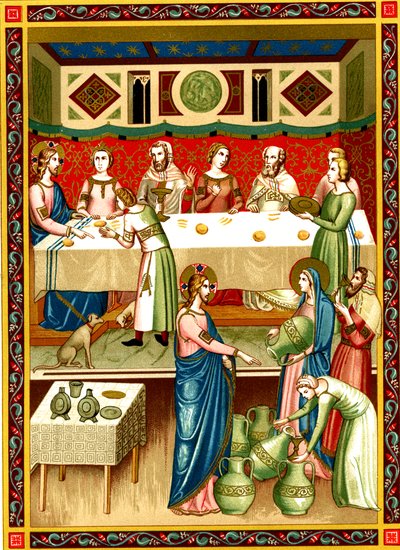 Las bodas de Caná, miniatura de un manuscrito del siglo XIV de Unknown artist
