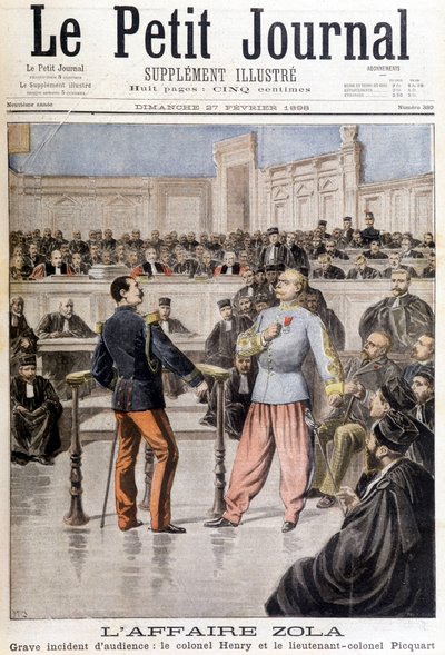 El caso Zola: grave incidente de audiencia entre el Coronel Hubert Henry (1846-1898) y el Teniente Coronel Georges Picquart (1854-1914) - en “Le Petit Journal” del 27/02/1898 de Unknown artist