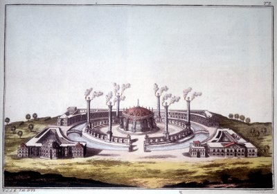 La antigua ciudad de Nínive, antigua ciudad de Asiria, mostrando la vista imaginaria de un palacio asirio. de Unknown artist