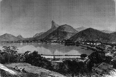 La bahía de Río de Janeiro en Brasil. Al fondo, "Pan de Azúcar". Grabado en "El diario de la juventud" de Unknown artist