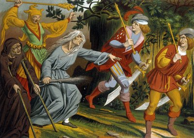 El mendigo, el loco, la bruja y los sargentos de armas de Unknown artist