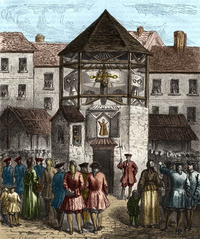 El libro "la dime royale" de Sebastien Le Prestre, Marqués de Vauban, fue puesto en el cepo después de su prohibición en 1707. de Unknown artist