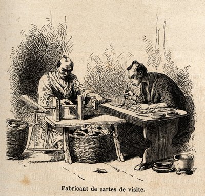 El fabricante de tarjetas de visita. Grabado para ilustrar el viaje a Japón en 1863-1864, por Aime Humbert, ministro de la Confederación Suiza, en “Le tour du monde, nouveau journal des voyages”, publicado bajo la dirección de Edouard Charton de Unknown artist