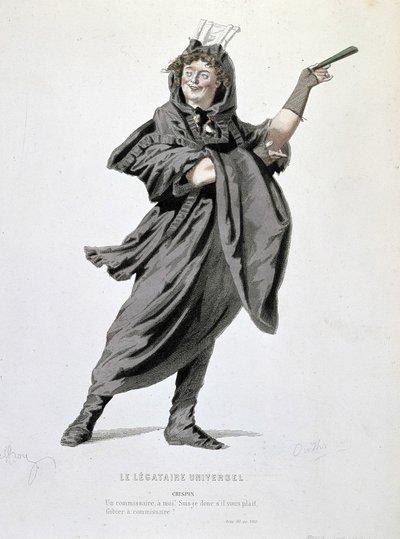 El personaje de Crispin en "El legatario universal" (1708) de Jean François Regnard (1655 - 1709). Grabado del siglo XIX. de Unknown artist