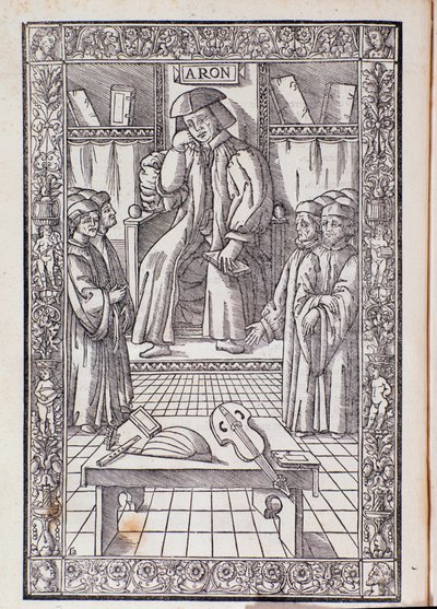 El compositor y teórico musical Pietro Aaron entre sus estudiantes de Unknown artist