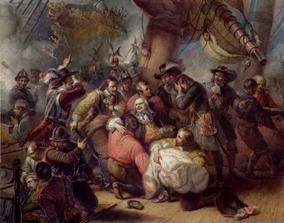 La muerte del almirante De Ruyter - muerte de Michel de Ruyter (1607-1676), teniente almirante general de las Provincias Unidas, héroe naval que jugó un papel importante durante las guerras anglo-neerlandesas del siglo XVII de Unknown artist