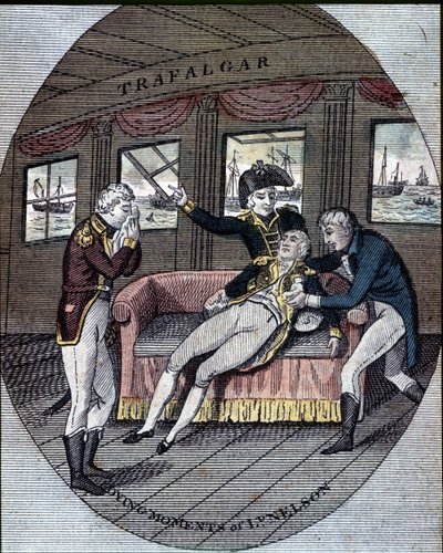 La muerte del almirante Nelson en la Batalla de Trafalgar, a bordo de su barco, el “Victory” (21 de octubre) de Unknown artist