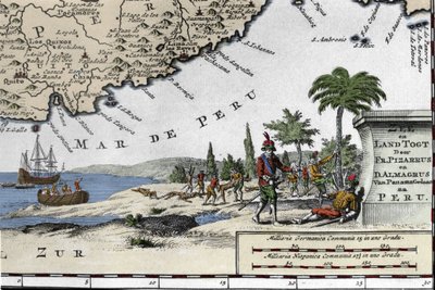 El desembarco de los conquistadores españoles Francisco Pizarro de Unknown artist