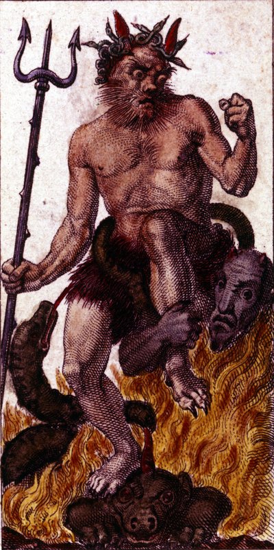 El diablo representado en una carta del tarot de 1840 de Unknown artist