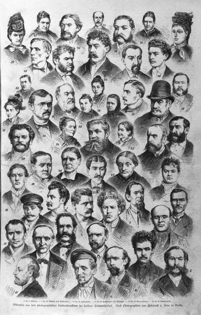 Los diferentes tipos de criminales según los archivos de la policía de Berlín. 1882. de Unknown artist